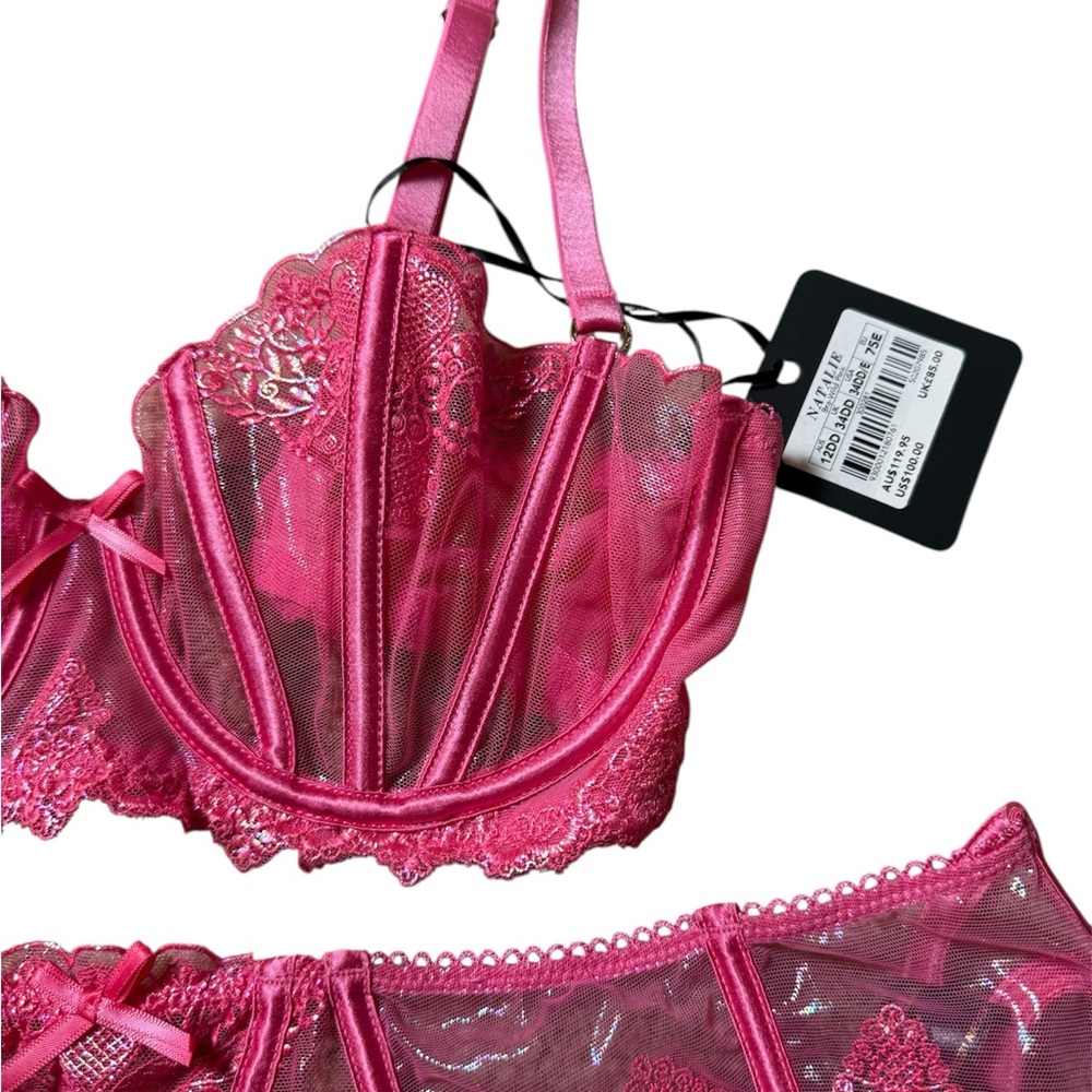 Honey Birdette Natalie Wild Pink 3 piece set 34DD - Picture 2 of 4